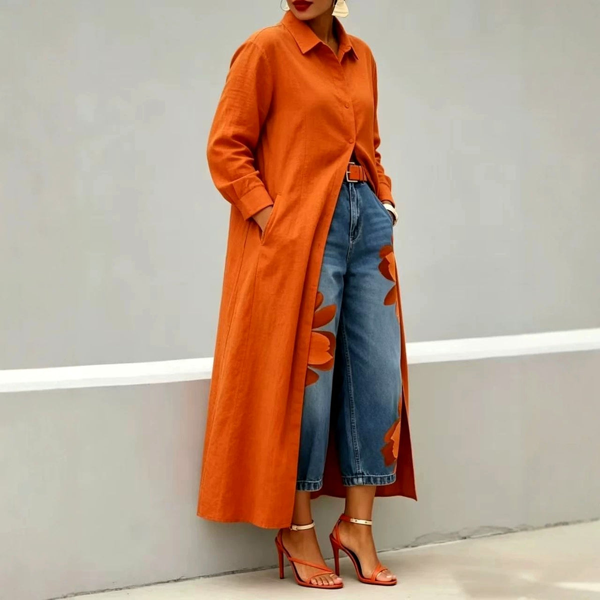 Claire - Women's Longline Collared Cardigan