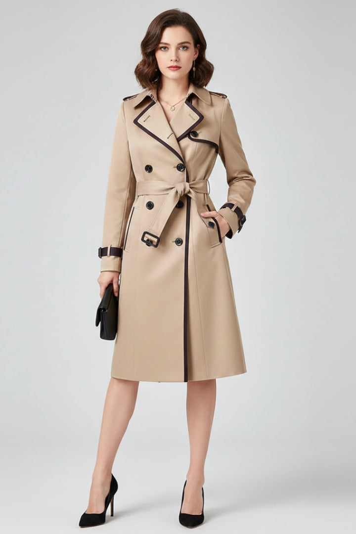 Vivian | Women's Long Trench Coat Belted Double Breasted Classic