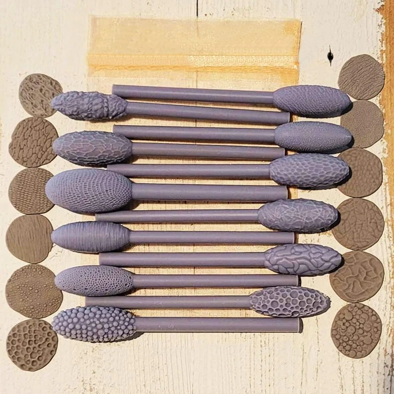 Clay Texturing Tool Set | Ergonomic Oval Handle & Durable Plastic | Set of 9