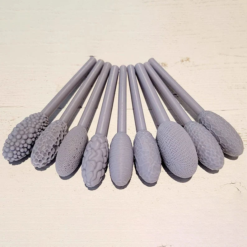Clay Texturing Tool Set | Ergonomic Oval Handle & Durable Plastic | Set of 9