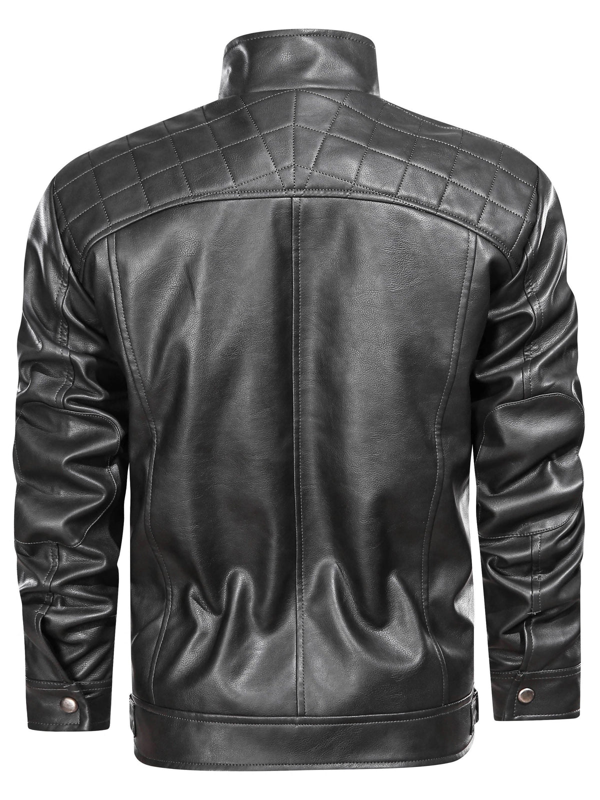 Clio | Men's Leather Biker Jacket with Stand Collar