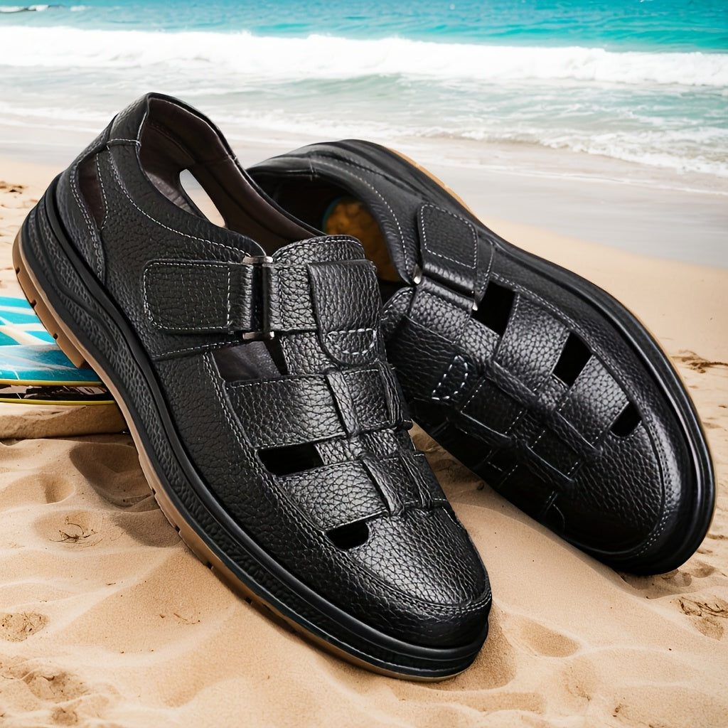 Closed Toe Strappy Leather Sandals for Men