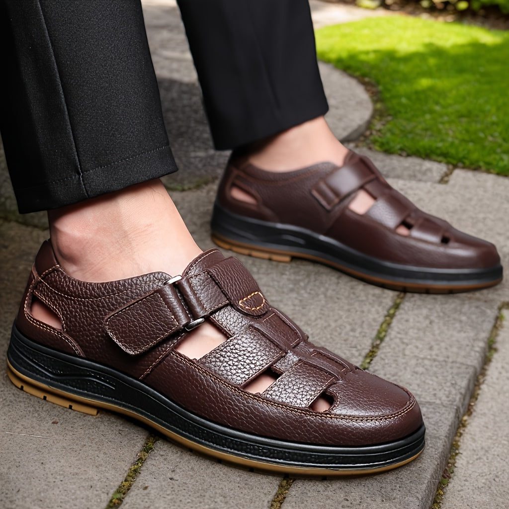 Closed Toe Strappy Leather Sandals for Men