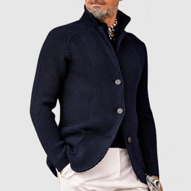 Clovis | Men's Ribbed Knit Button-Up Wool Cardigan