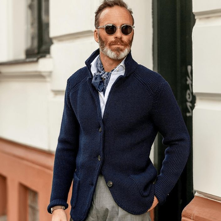 Clovis | Men's Ribbed Knit Button-Up Wool Cardigan