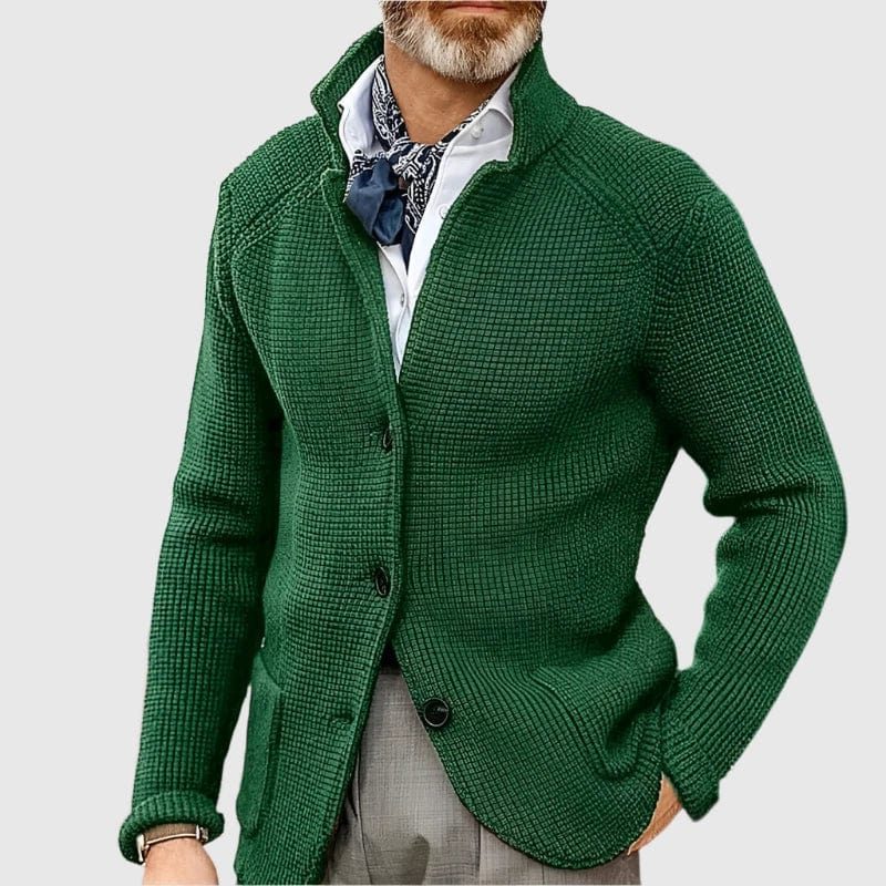 Clovis | Men's Ribbed Knit Button-Up Wool Cardigan