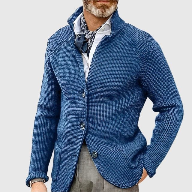 Clovis | Men's Ribbed Knit Button-Up Wool Cardigan