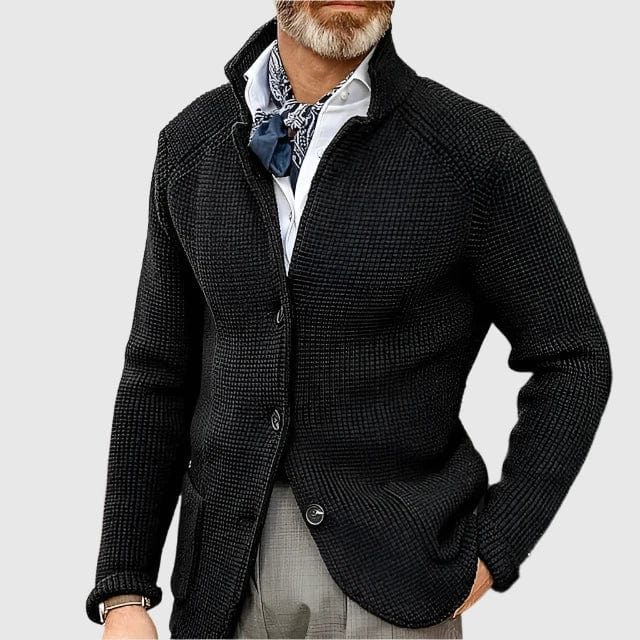 Clovis | Men's Ribbed Knit Button-Up Wool Cardigan