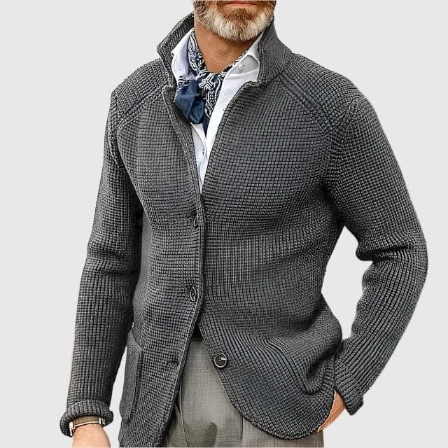 Clovis | Men's Ribbed Knit Button-Up Wool Cardigan