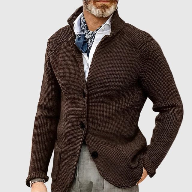 Clovis | Men's Ribbed Knit Button-Up Wool Cardigan