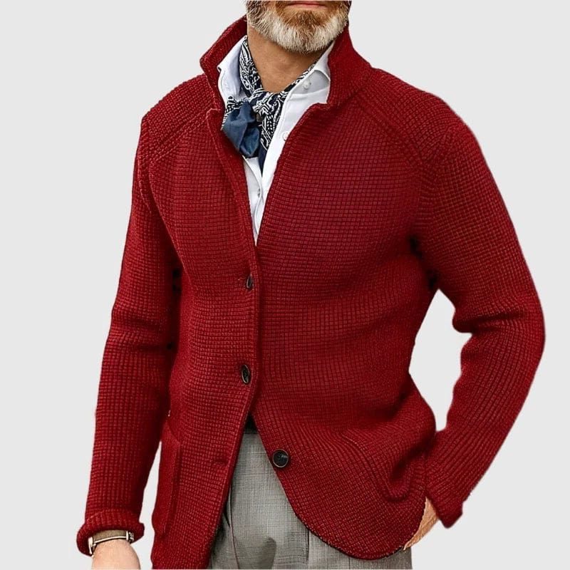 Clovis | Men's Ribbed Knit Button-Up Wool Cardigan