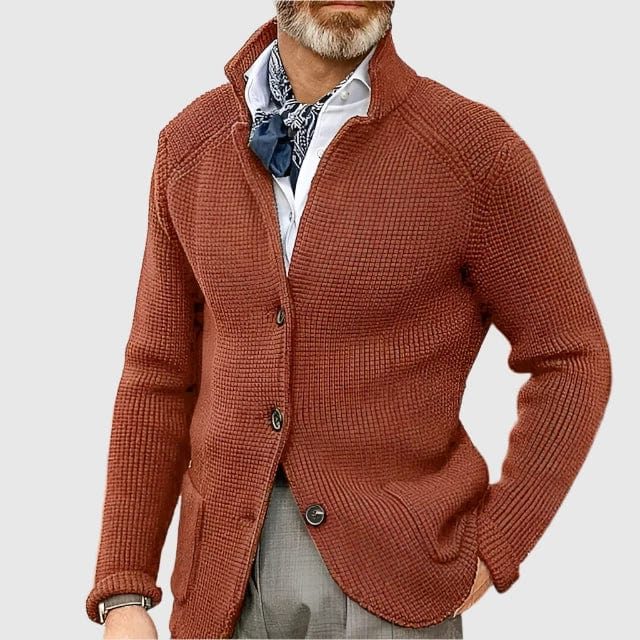 Clovis | Men's Ribbed Knit Button-Up Wool Cardigan