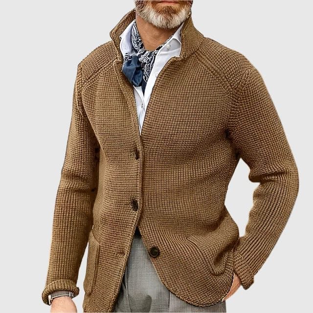 Clovis | Men's Ribbed Knit Button-Up Wool Cardigan