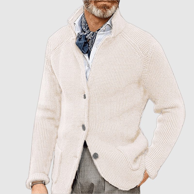 Clovis | Men's Ribbed Knit Button-Up Wool Cardigan