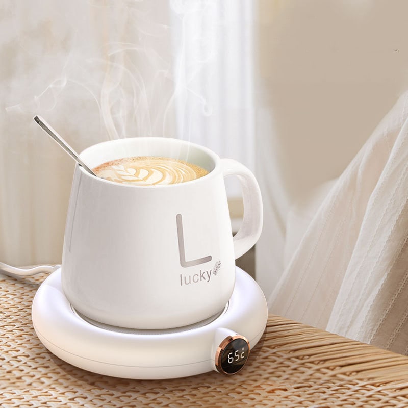 Coffee Mug Warmer with Digital Temperature Display and Touch Controls for Desk
