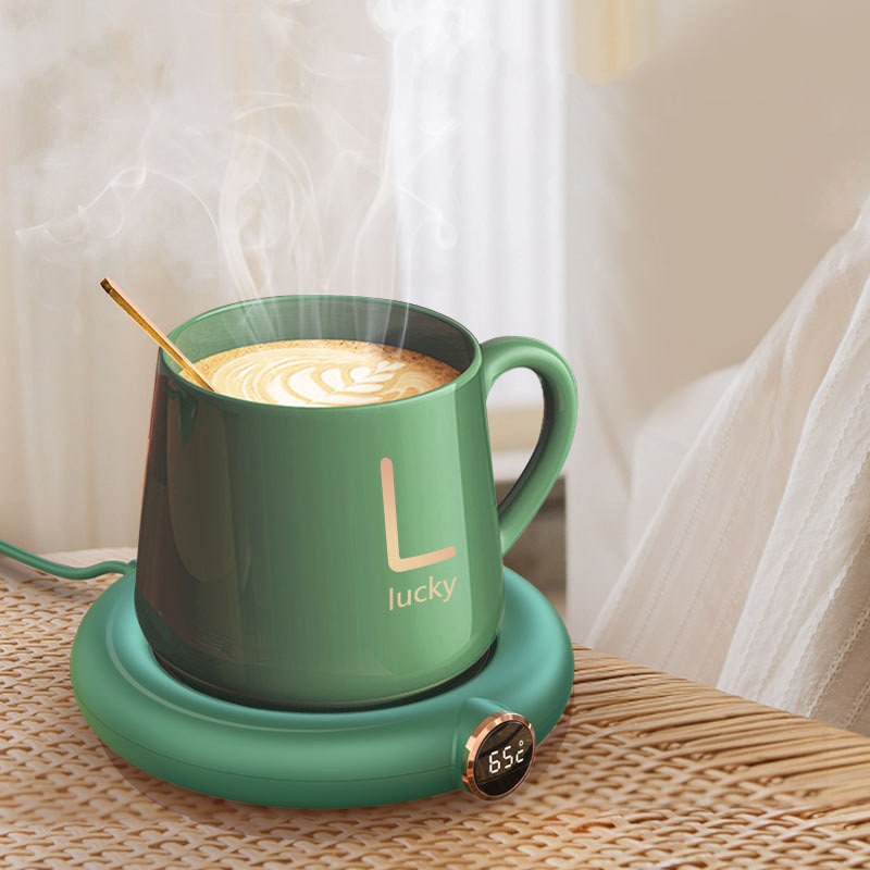 Coffee Mug Warmer with Digital Temperature Display and Touch Controls for Desk