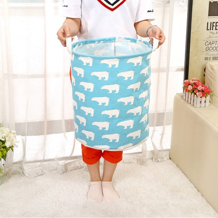 Collapsible Laundry Basket and Hamper with Handles Foldable Washing in Cotton Canvas