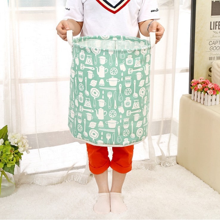 Collapsible Laundry Basket and Hamper with Handles Foldable Washing in Cotton Canvas