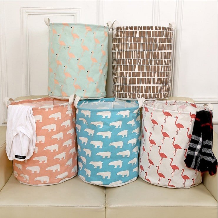 Collapsible Laundry Basket and Hamper with Handles Foldable Washing in Cotton Canvas