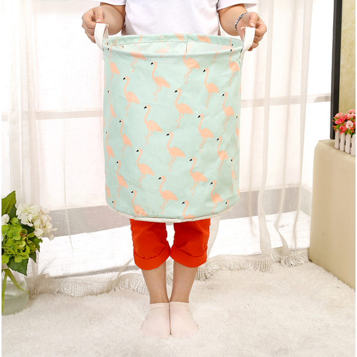 Collapsible Laundry Basket and Hamper with Handles Foldable Washing in Cotton Canvas