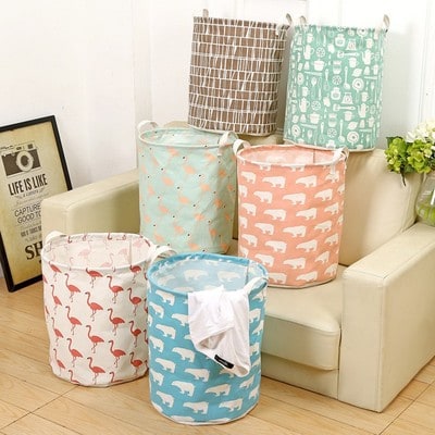 Collapsible Laundry Basket and Hamper with Handles Foldable Washing in Cotton Canvas