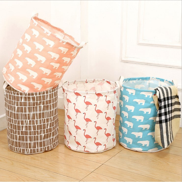 Collapsible Laundry Basket and Hamper with Handles Foldable Washing in Cotton Canvas