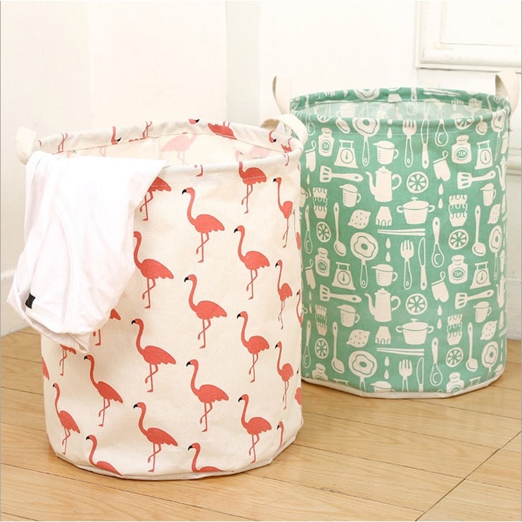 Collapsible Laundry Basket and Hamper with Handles Foldable Washing in Cotton Canvas