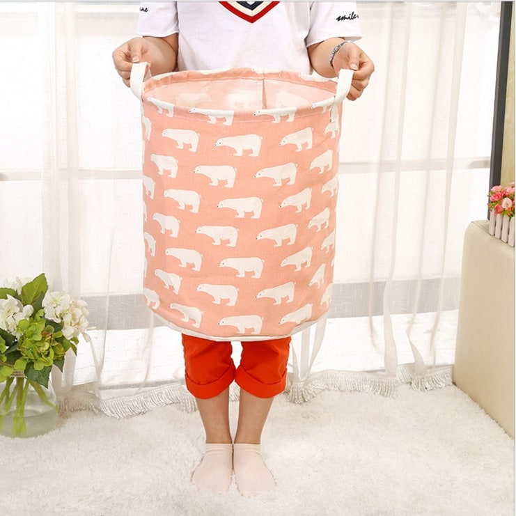 Collapsible Laundry Basket and Hamper with Handles Foldable Washing in Cotton Canvas