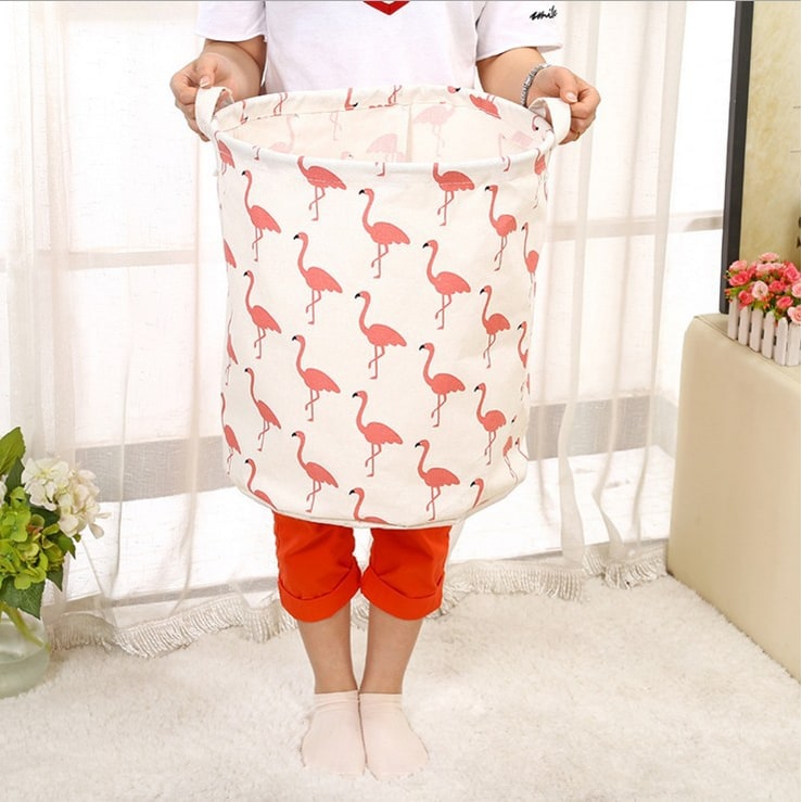 Collapsible Laundry Basket and Hamper with Handles Foldable Washing in Cotton Canvas