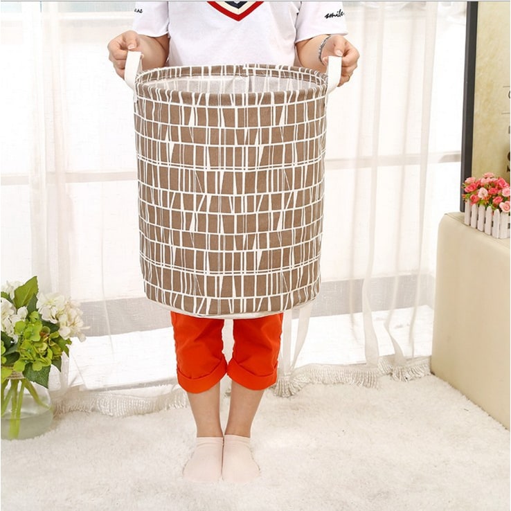 Collapsible Laundry Basket and Hamper with Handles Foldable Washing in Cotton Canvas