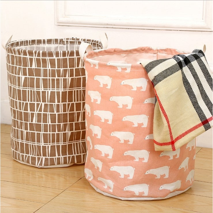 Collapsible Laundry Basket and Hamper with Handles Foldable Washing in Cotton Canvas