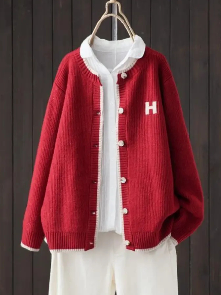 Ruth | Oversized Button-Front Red Cardigan