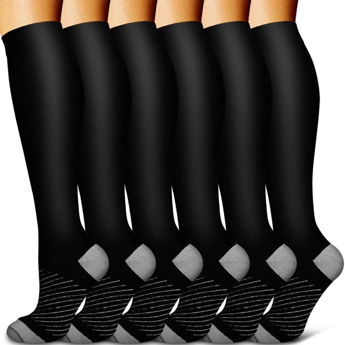 Compression Socks with Moisture Wicking and Graduated Support Knee-High Athletic Fit