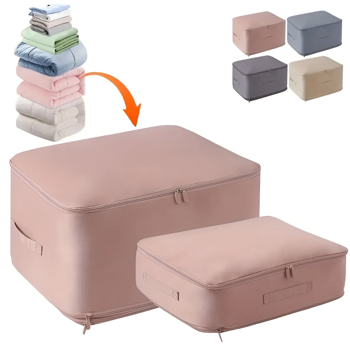 Compression Storage Bag with Zippered Garment for Collapsible Zip Lock Design