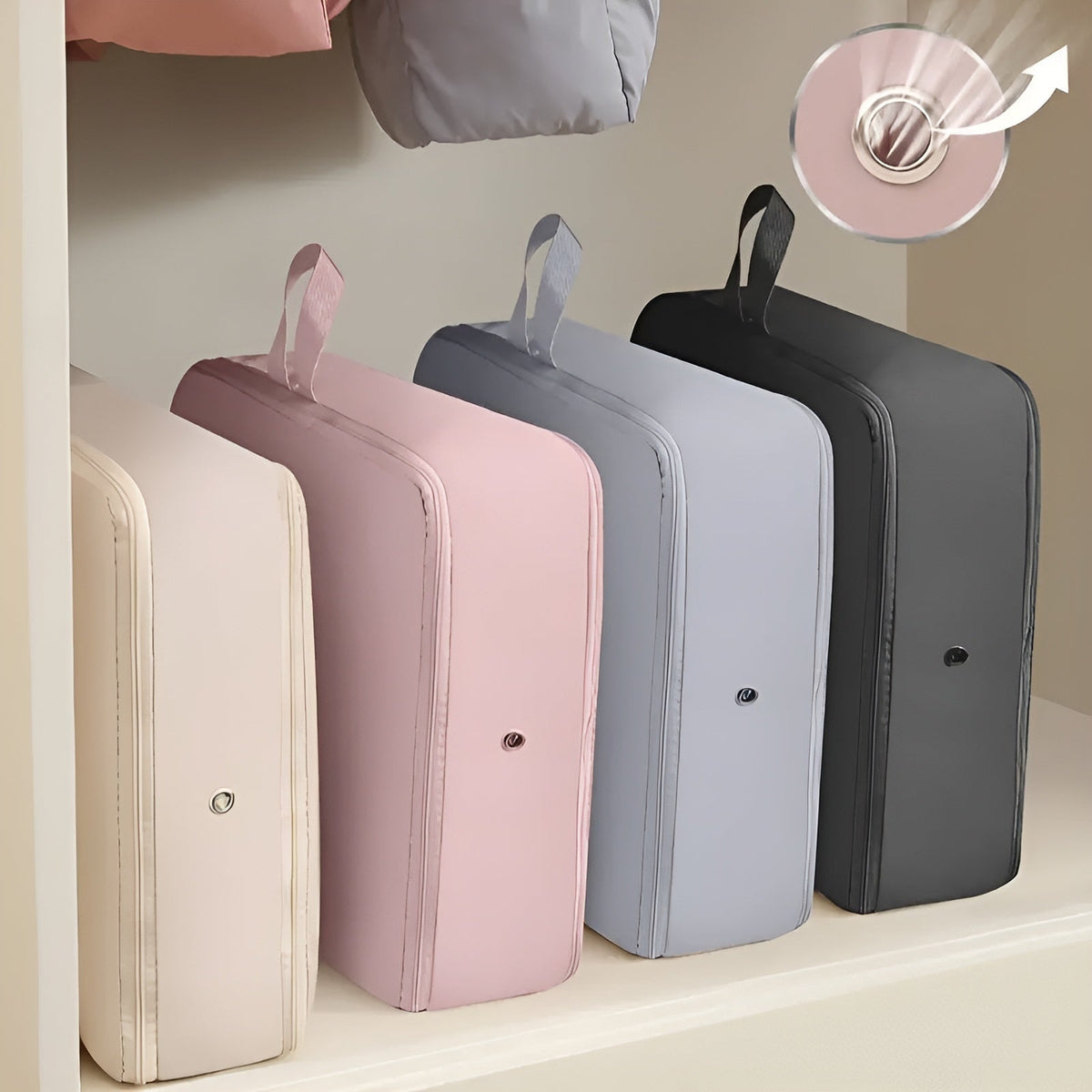 Compression Storage Bag with Zippered Garment for Collapsible Zip Lock Design