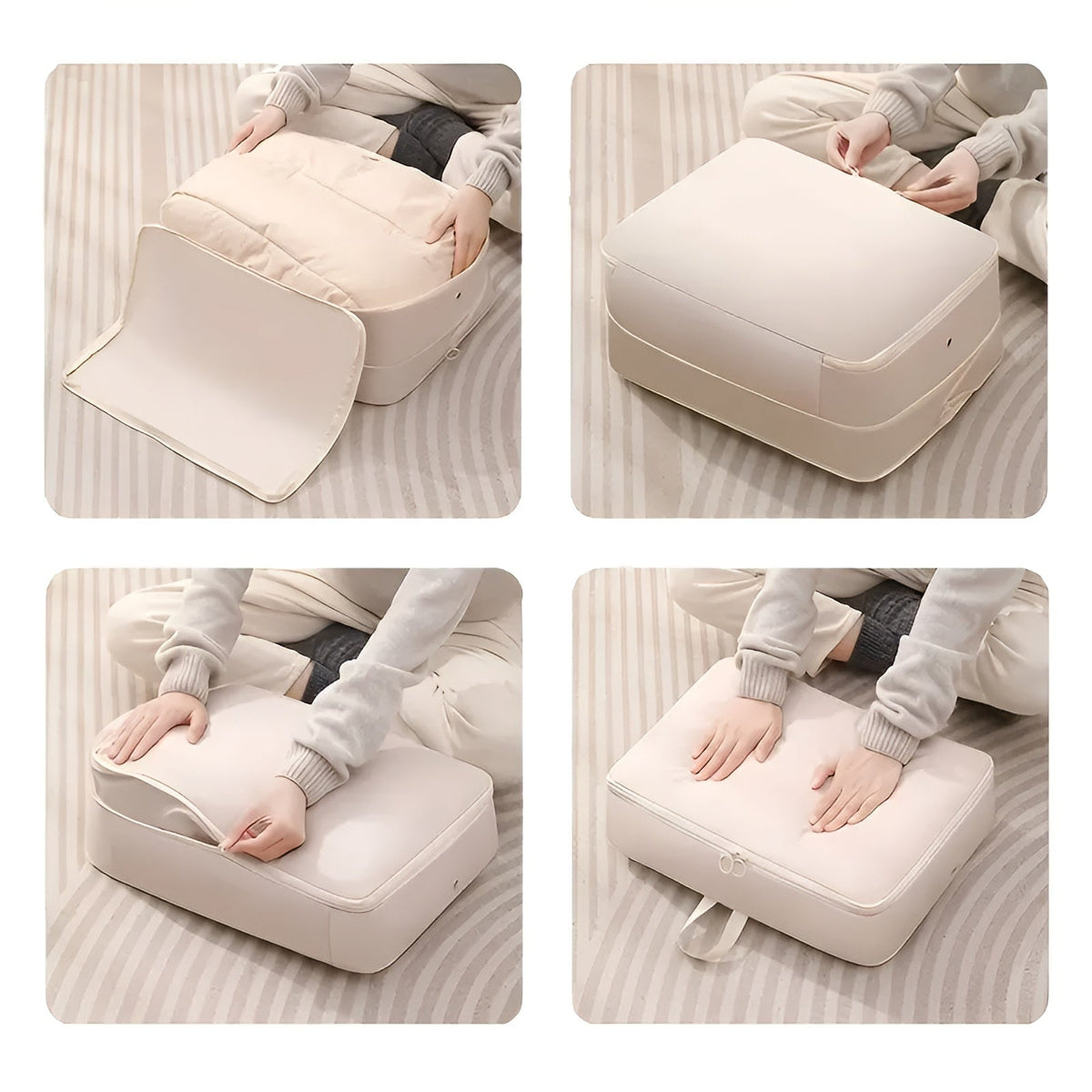 Compression Storage Bag with Zippered Garment for Collapsible Zip Lock Design