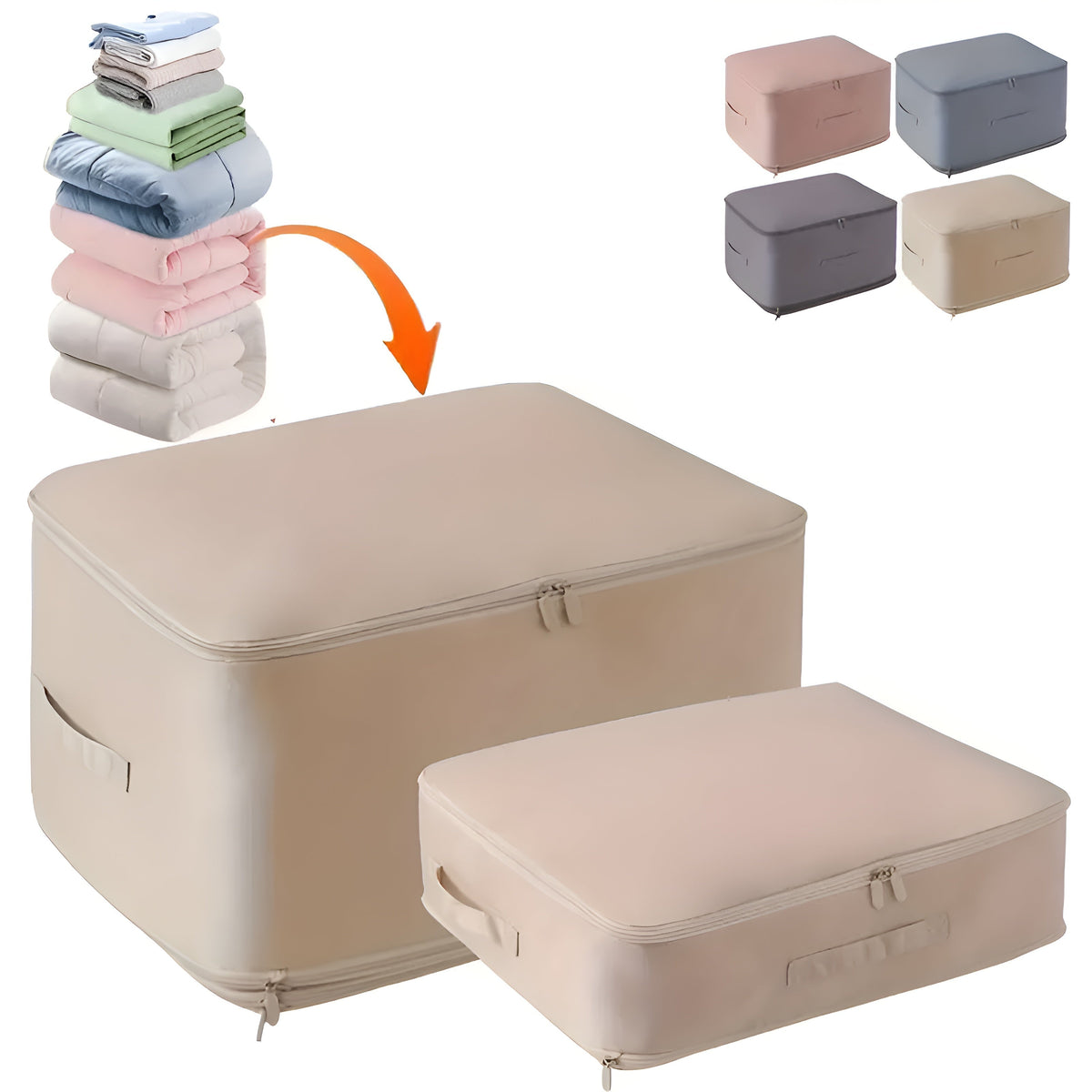Compression Storage Bag with Zippered Garment for Collapsible Zip Lock Design