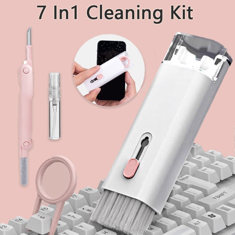 Computer Keyboard Cleaning Kit with Retractable Brush Keycap Puller and Microfiber Screen Wipe