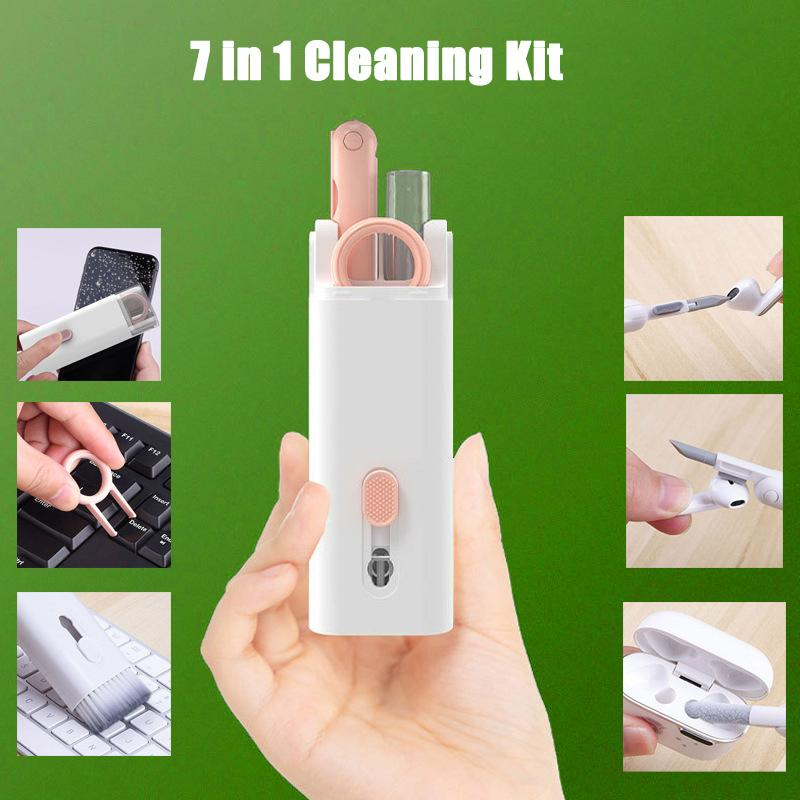 Computer Keyboard Cleaning Kit with Retractable Brush Keycap Puller and Microfiber Screen Wipe