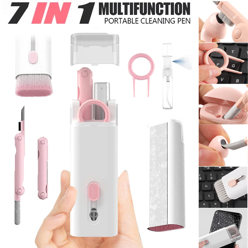Computer Keyboard Cleaning Kit with Retractable Brush Keycap Puller and Microfiber Screen Wipe