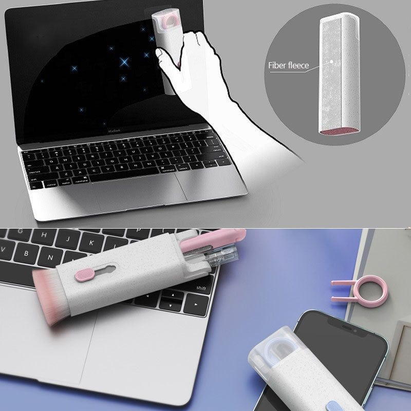Computer Keyboard Cleaning Kit with Retractable Brush Keycap Puller and Microfiber Screen Wipe