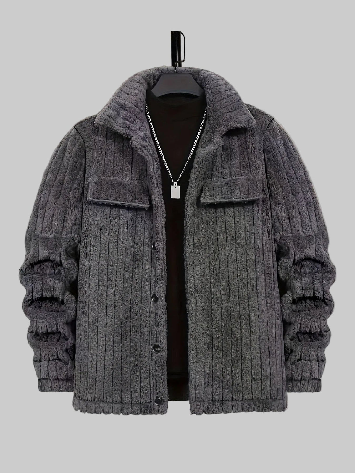 Conrad - Men's Quilted Lapel Jacket with Faux-Fur Collar
