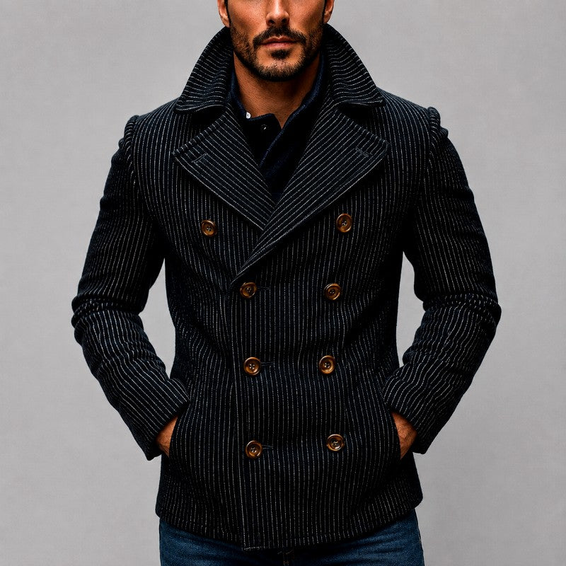 Conrad - Men's Pinstripe Double-Breasted Peacoat