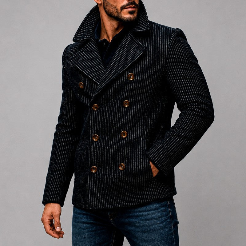 Conrad - Men's Pinstripe Double-Breasted Peacoat