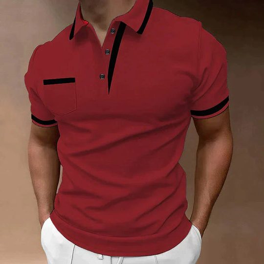 Contrast Collar Short Sleeve Polo Shirt for Men