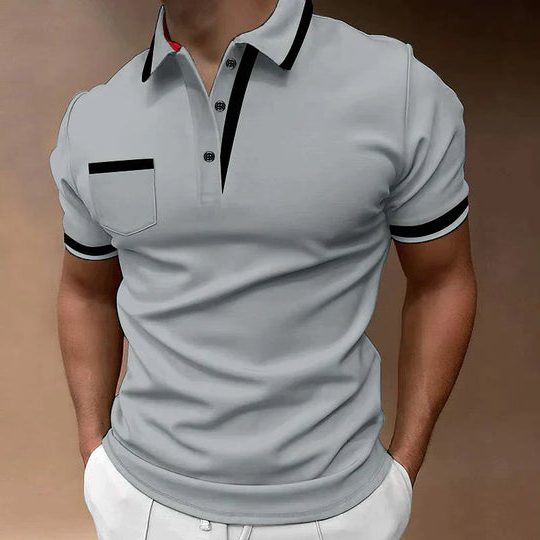 Contrast Collar Short Sleeve Polo Shirt for Men