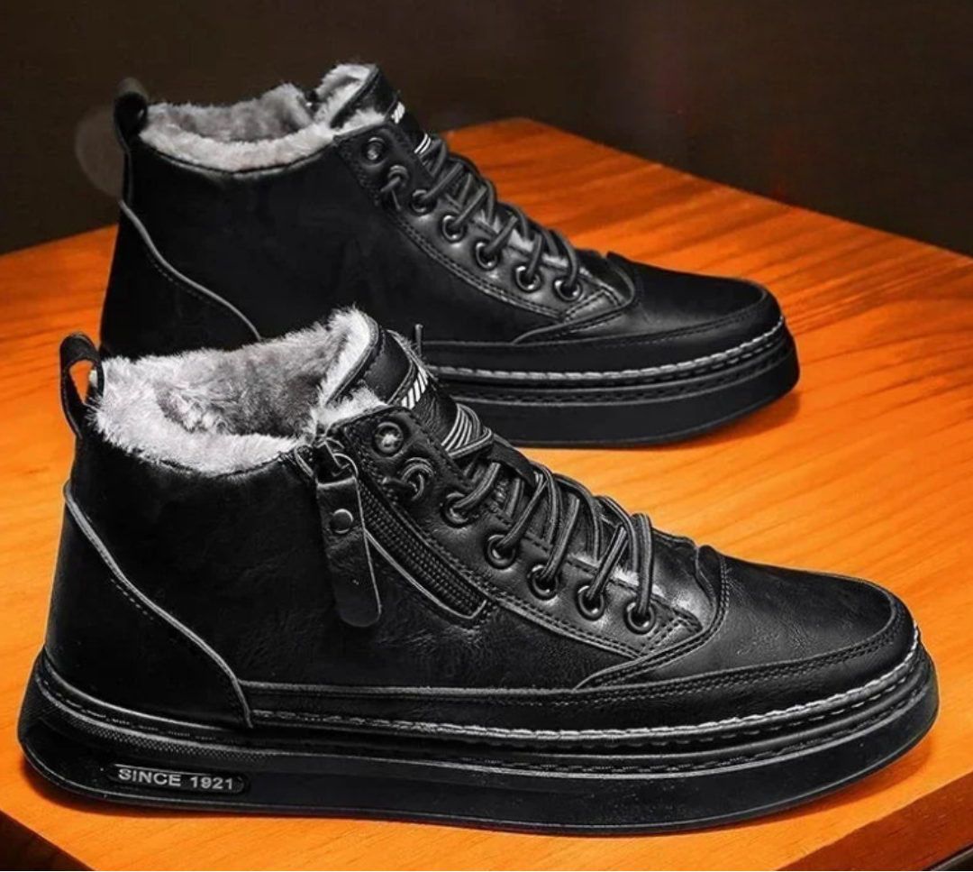 Cooper - Men's Faux-Fur Collar Lace-Up Ankle Boots