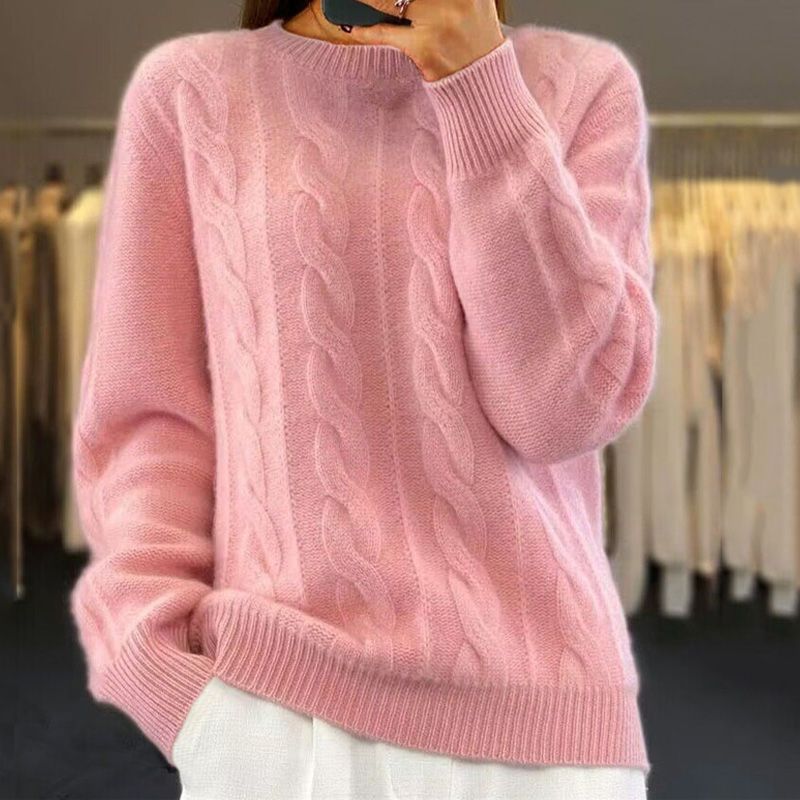 Leonora | Cable Knit Beige Sweater