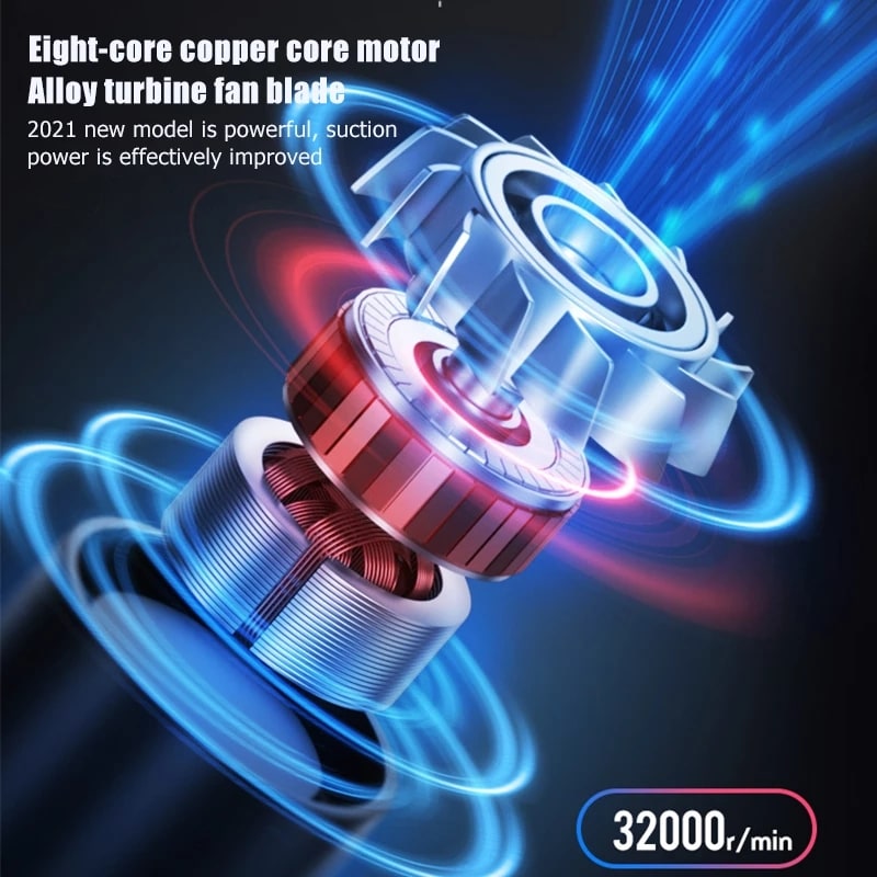 Cordless Handheld Car Vacuum Cleaner with Rechargeable Battery and Retractable Handle