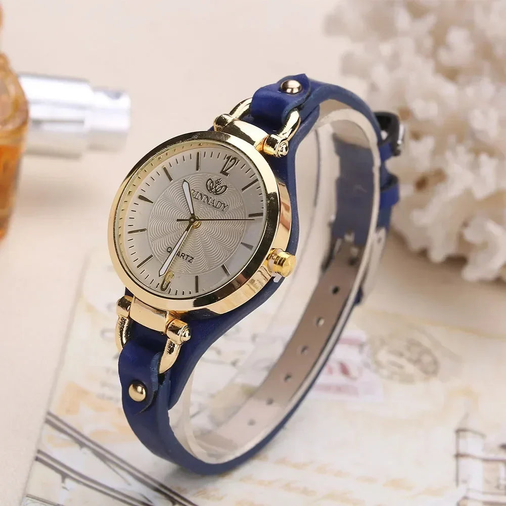 Cordula - Women's Gold-Tone Quartz Watch with Leather Strap